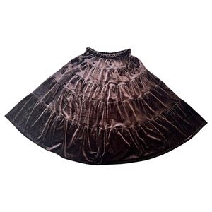 Lapis Velvet A-Line Skirt in Rich Brown